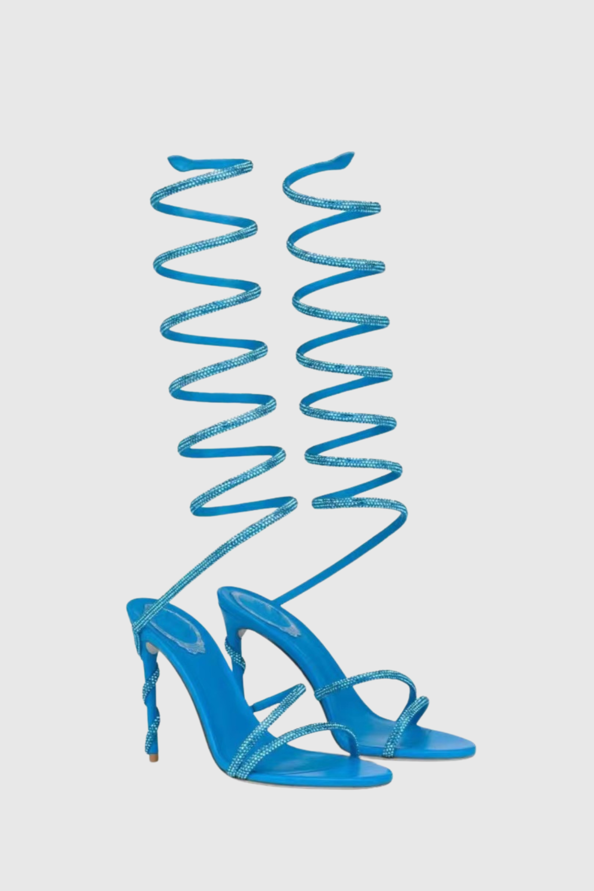 Fionya Crystal Ankle Wrap Heel Sandals - Blue