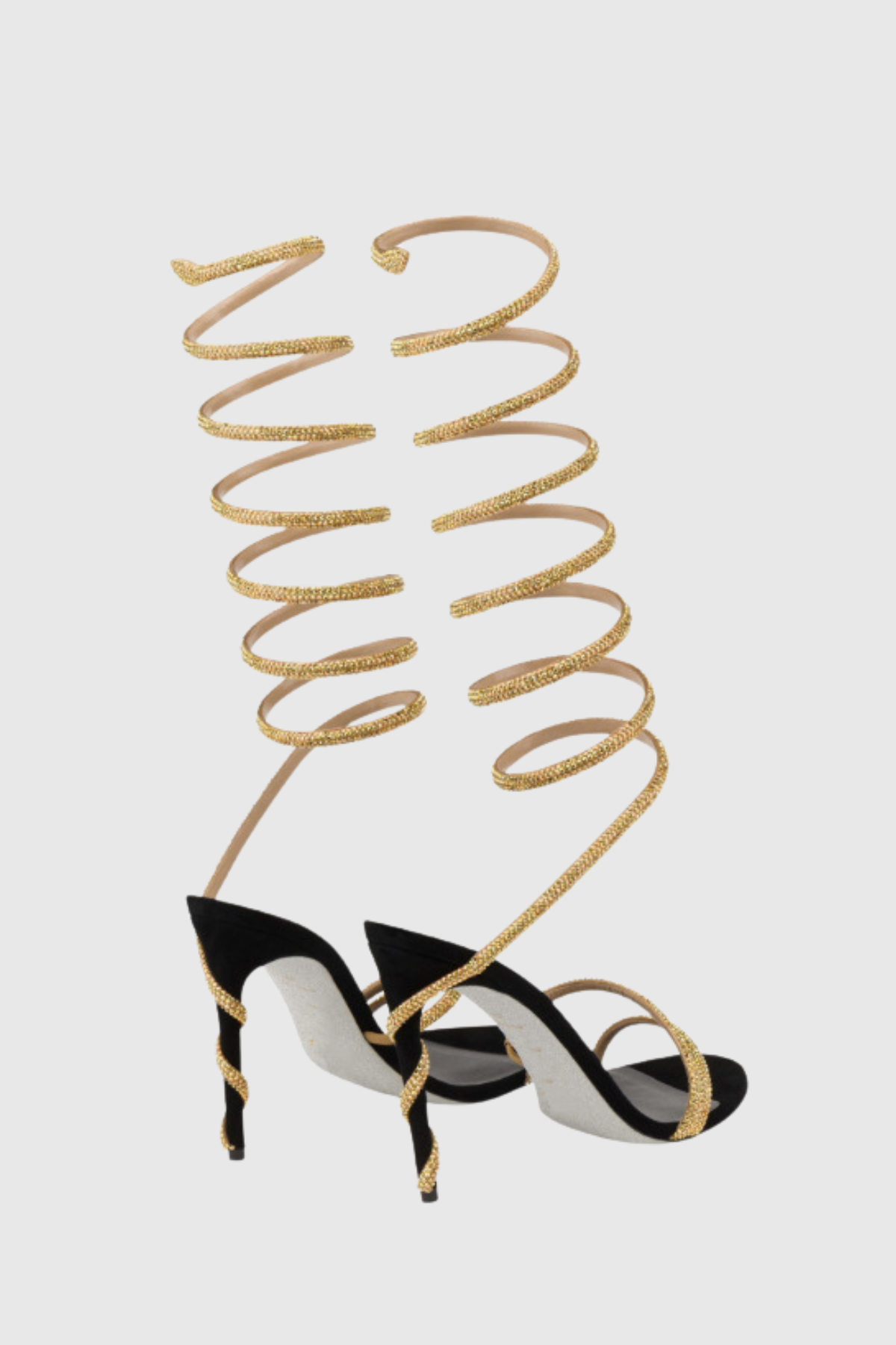 Fionya Crystal Ankle Wrap Heel Sandals - Gold