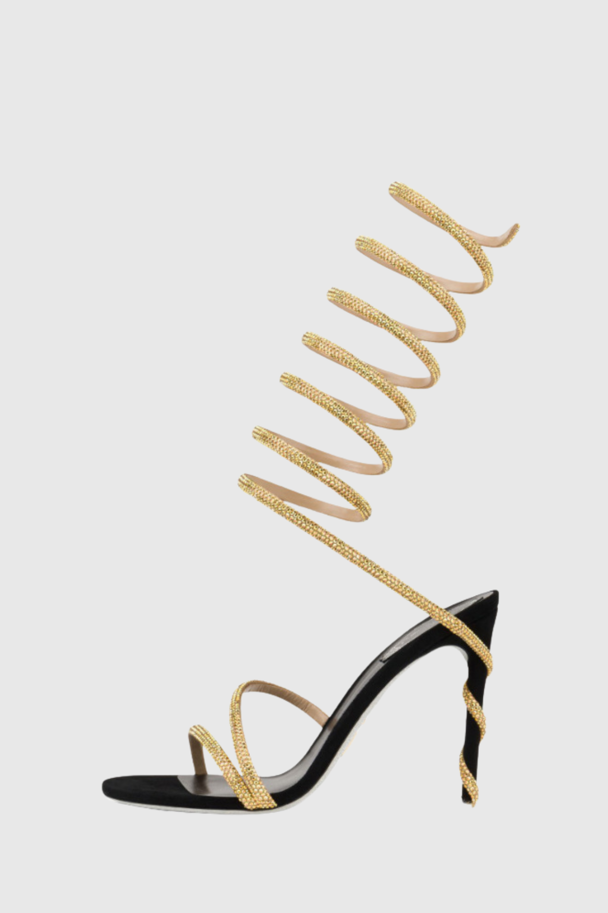 Fionya Crystal Ankle Wrap Heel Sandals - Gold