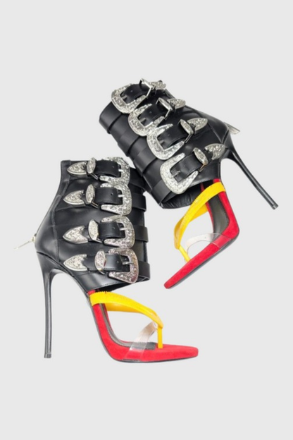 Fivia Buckle Deconstruct Sandals - Yellow