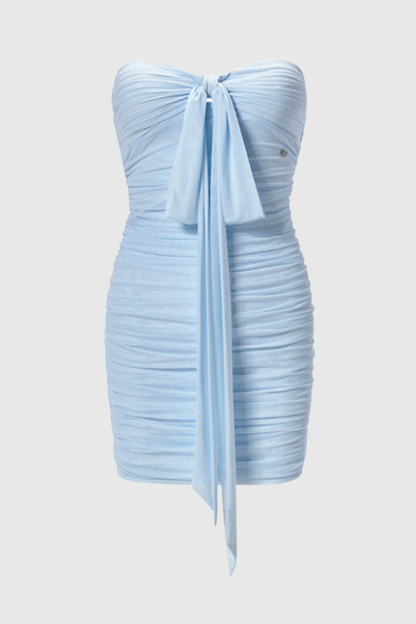 Flavia Strapless Mesh Ruched Mini Dress