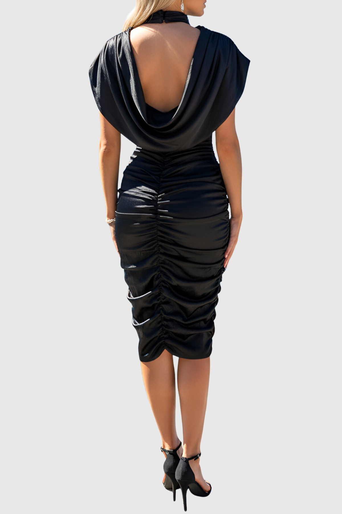 Folga Lace Ruched Midi Dress