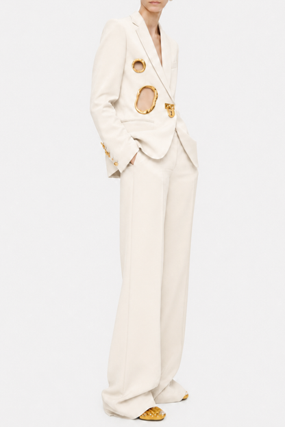 Forra Metal Embellished Cutout Blazer - Beige