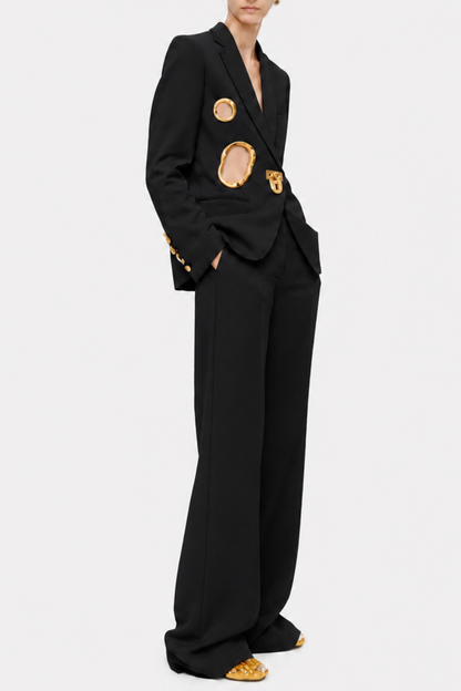 Forra Metal Embellished Cutout Blazer - Black