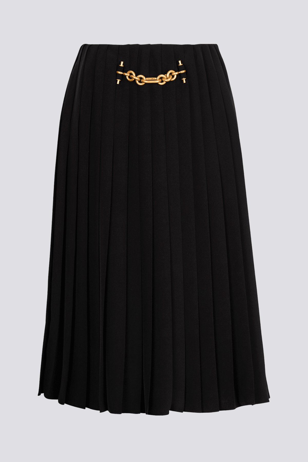 Foxea Chain Embellished Pleated Midi Skirt - Black