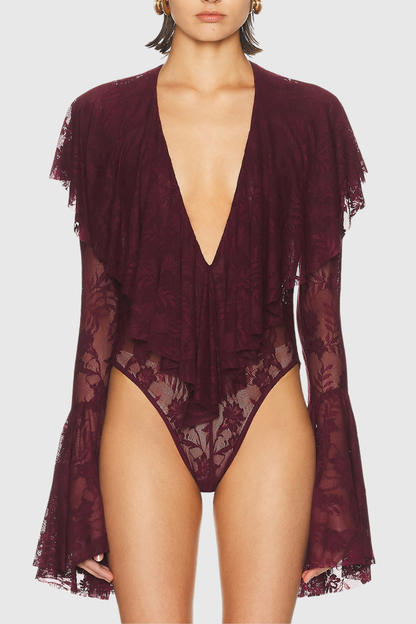 Foyo Lace Ruffle Bodysuit