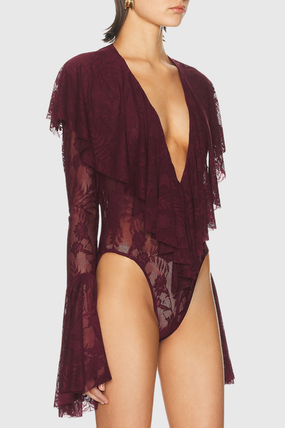 Foyo Lace Ruffle Bodysuit