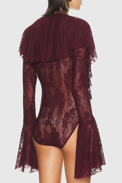 Foyo Lace Ruffle Bodysuit
