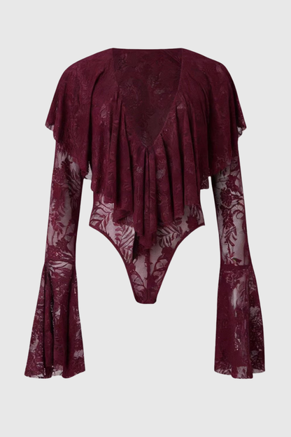 Foyo Lace Ruffle Bodysuit
