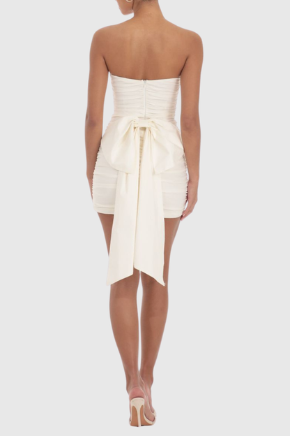 Frada Bow Strapless Ruched Mini Dress