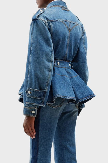 Fraser Asymmetric Ruffle Denim Jacket