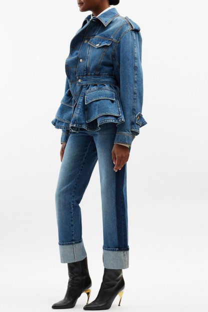 Fraser Asymmetric Ruffle Denim Jacket