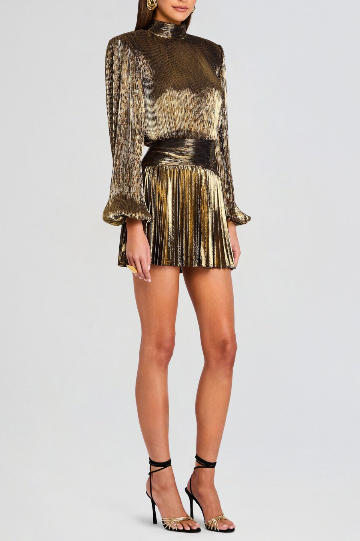 Freja Metallic Pleated Mini Dress