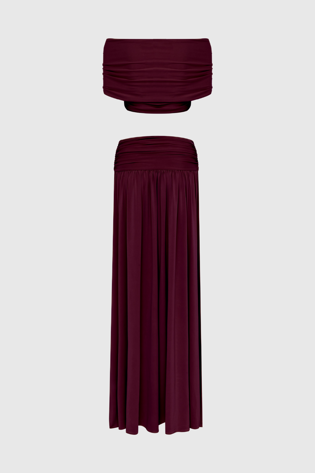 Gabriela Off Shoulder Ruched Top & Maxi Dress Set - Purple