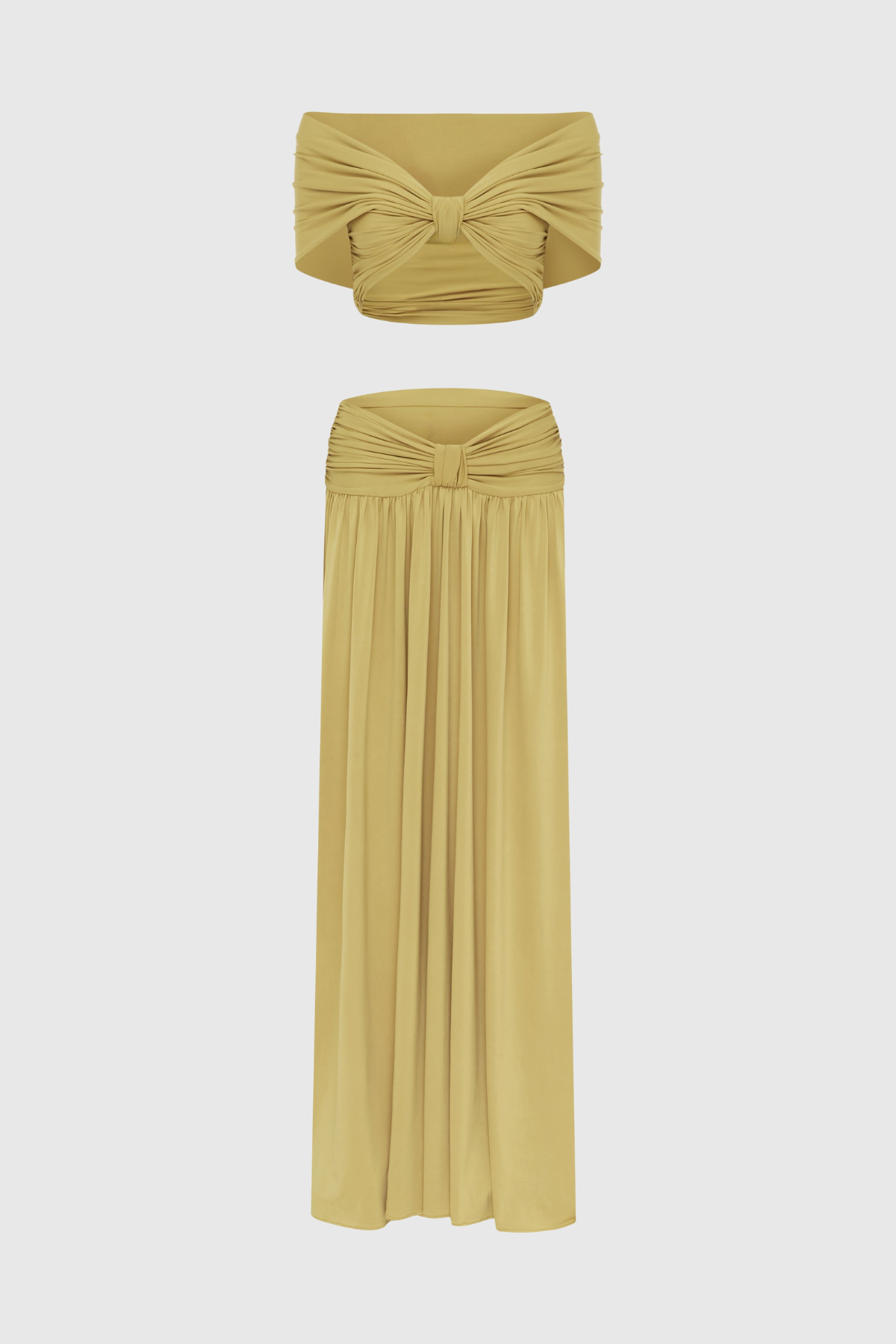 Gabriela Off Shoulder Ruched Top & Maxi Dress Set - Sand