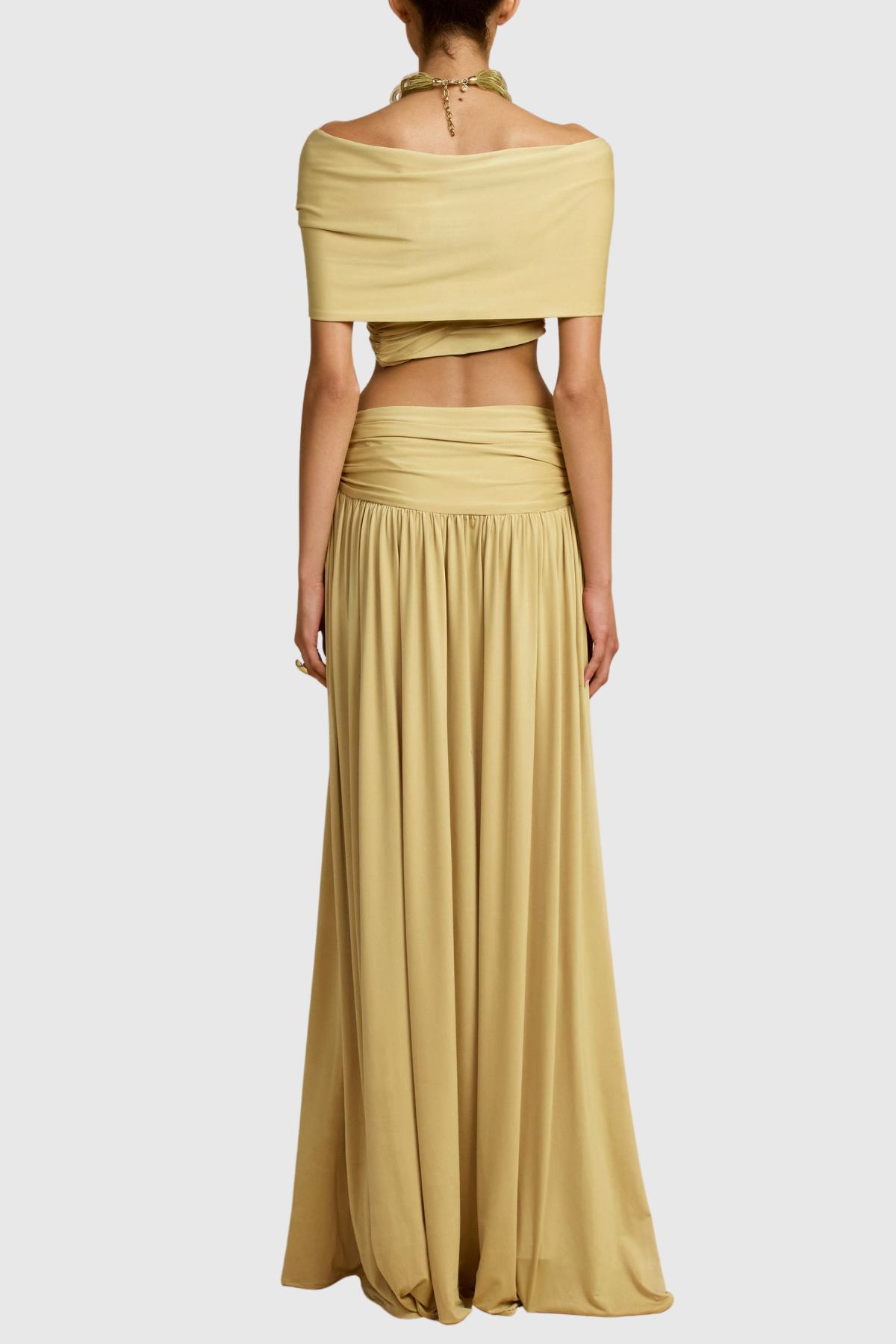Gabriela Off Shoulder Ruched Top & Maxi Dress Set - Sand
