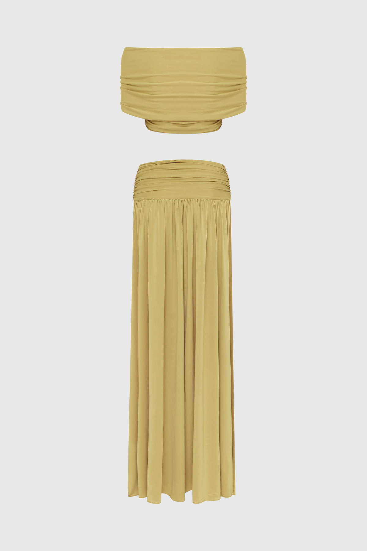 Gabriela Off Shoulder Ruched Top & Maxi Dress Set - Sand