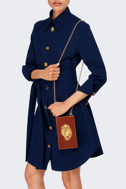 Gadiel Buttoned Mini Shirt Dress - Navy