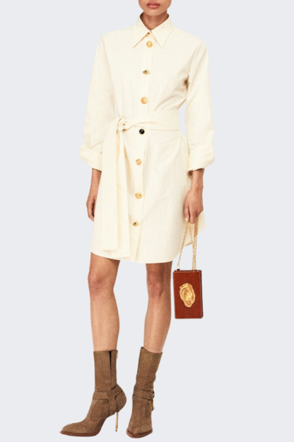 Gadiel Buttoned Mini Shirt Dress - White