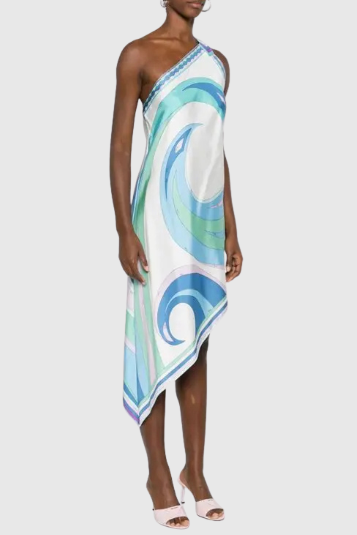 Galadra One Shoulder Swirl Midi Dress