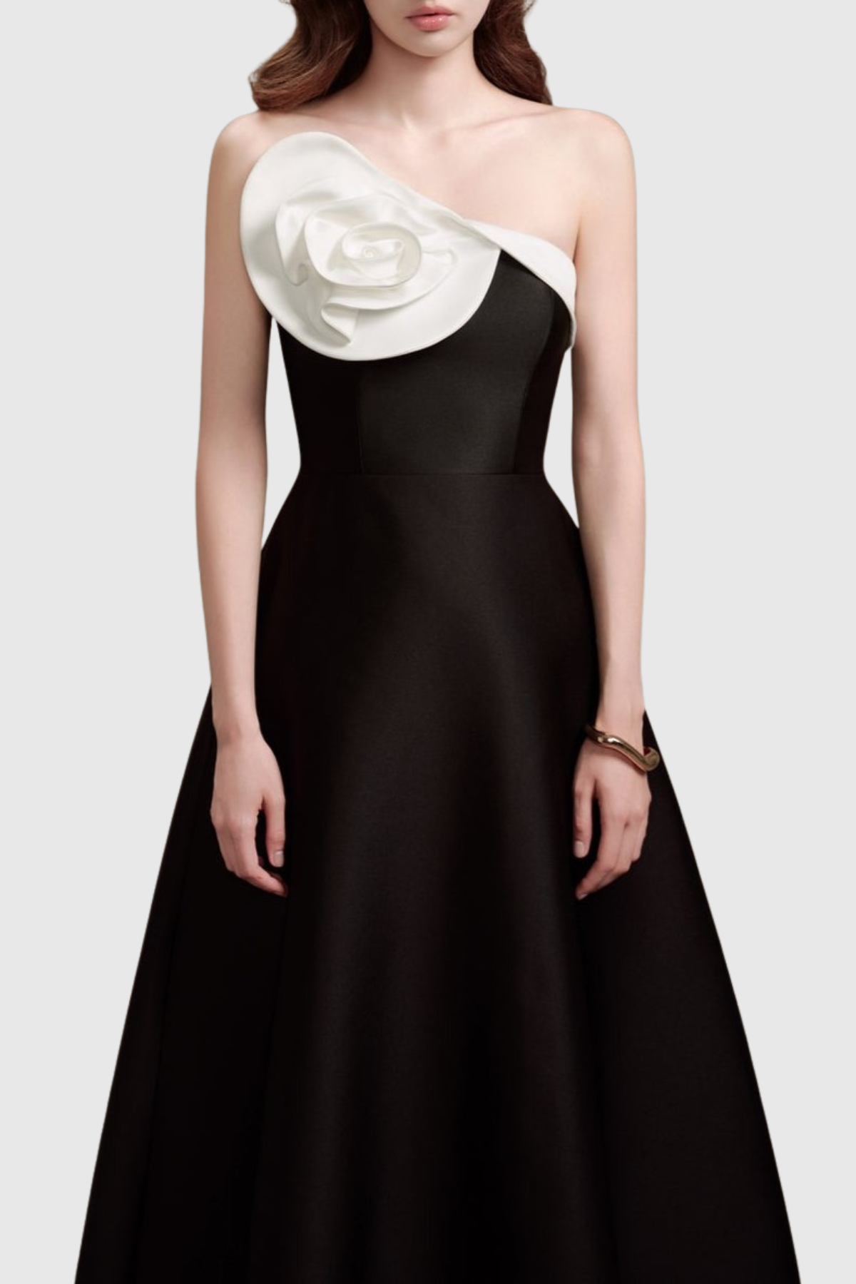 Galyn Floral Strapless Satin Maxi Dress