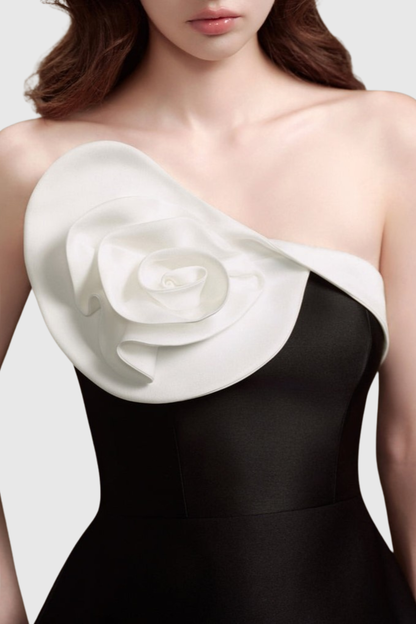 Galyn Floral Strapless Satin Maxi Dress