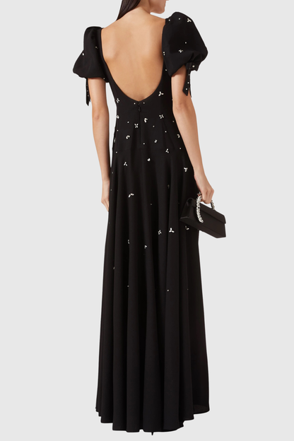 Gamina Crystal Puff Sleeve Maxi Dress