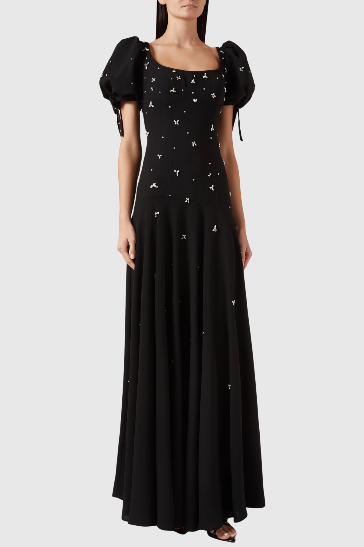 Gamina Crystal Puff Sleeve Maxi Dress