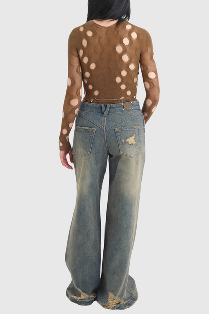 Garbo Cutout Top - Brown