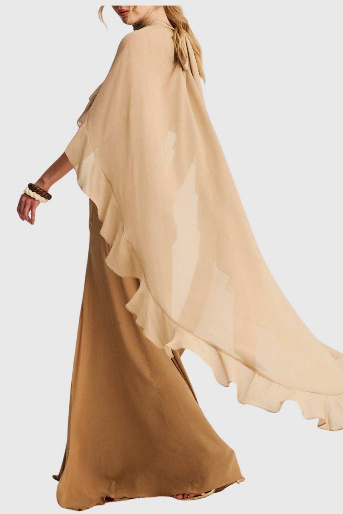Garcia Ruffle Maxi Dress & Cape Set