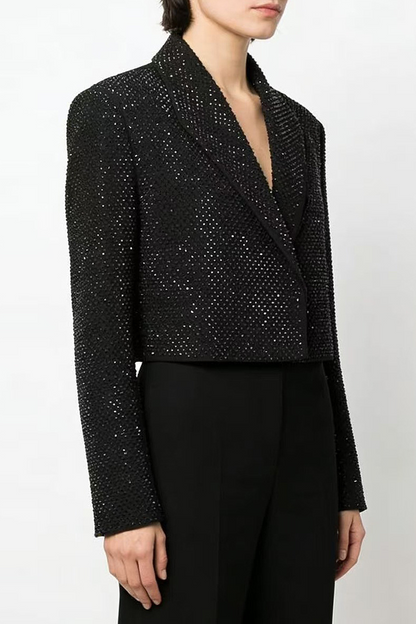 Gatsba Crystal Embellished Cropped Blazer