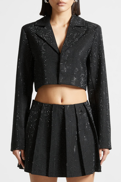 Gatsba Crystal Embellished Cropped Blazer