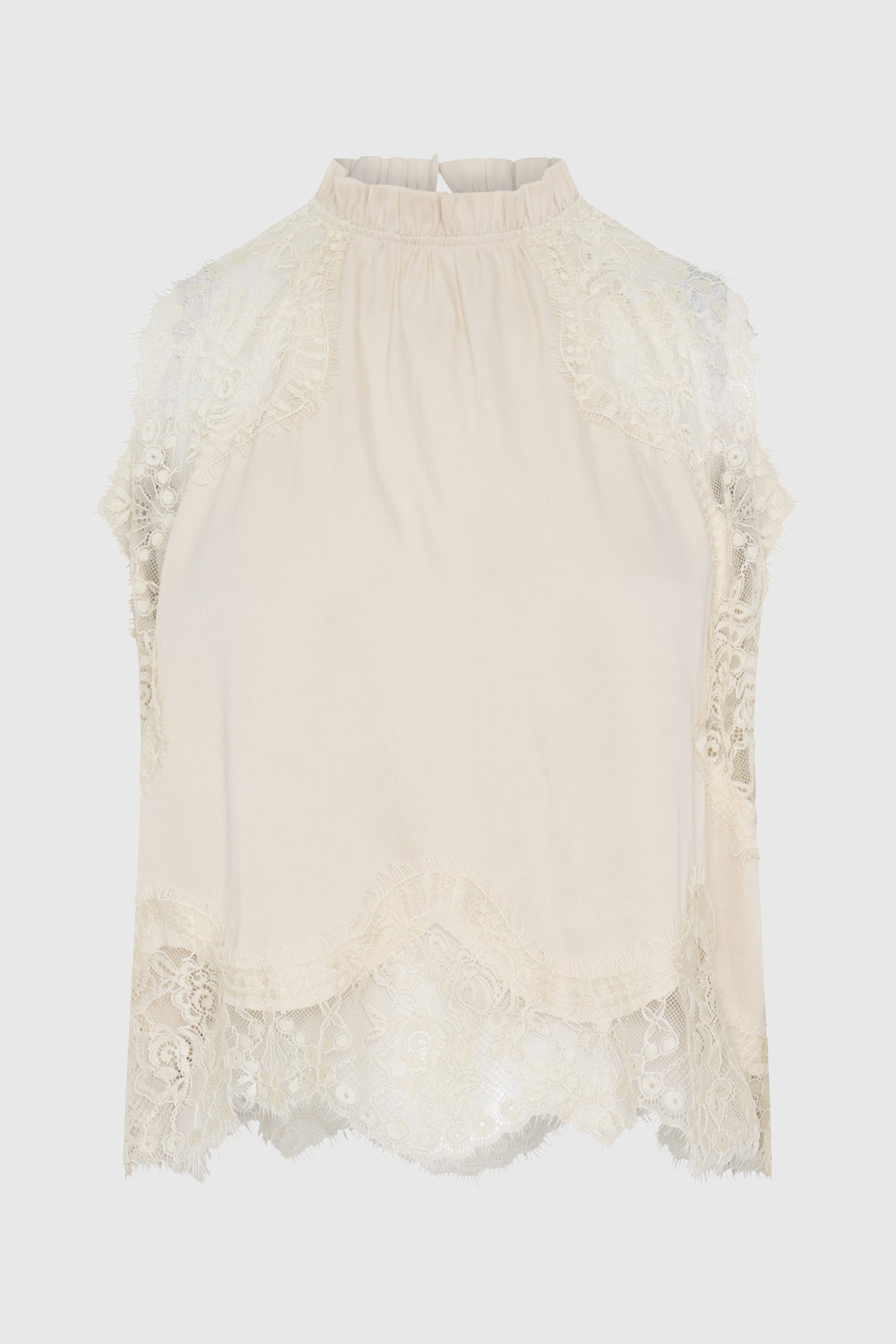 Gavia Sleeveless Lace Top & Midi Skirt Set - Beige