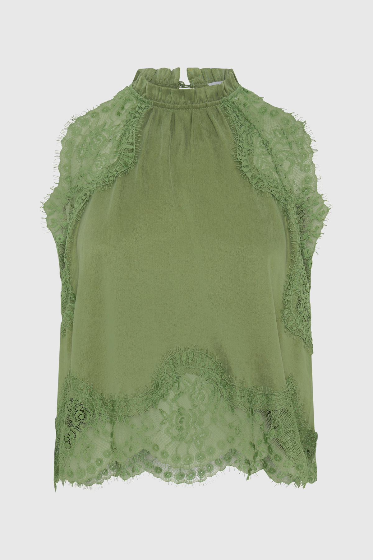 Gavia Sleeveless Lace Top & Midi Skirt Set - Green