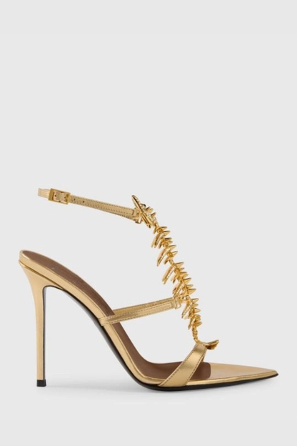 Gelia Fishbone Strap Sandals - Gold