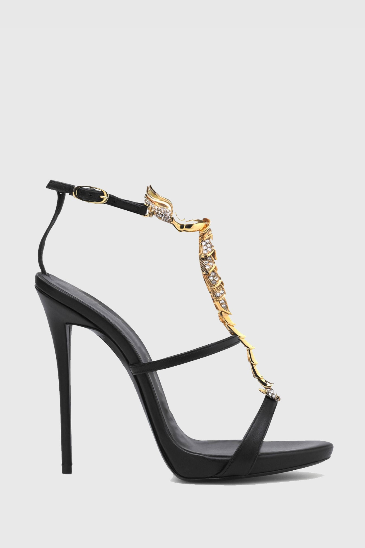 Gelia Rhinestone Scorpion Strap Sandals - Black