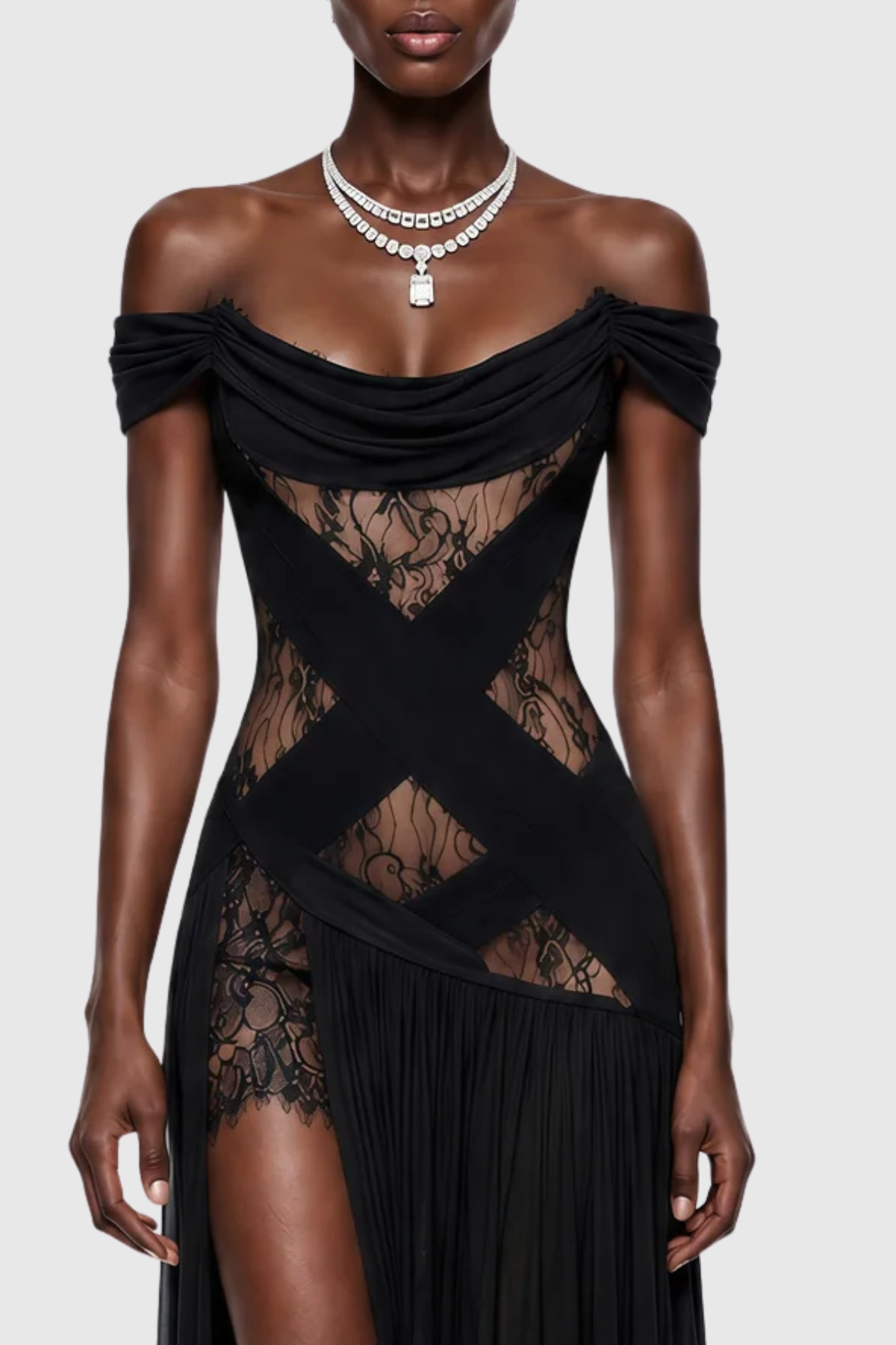 Georgiana Off Shoulder Lace Maxi Dress