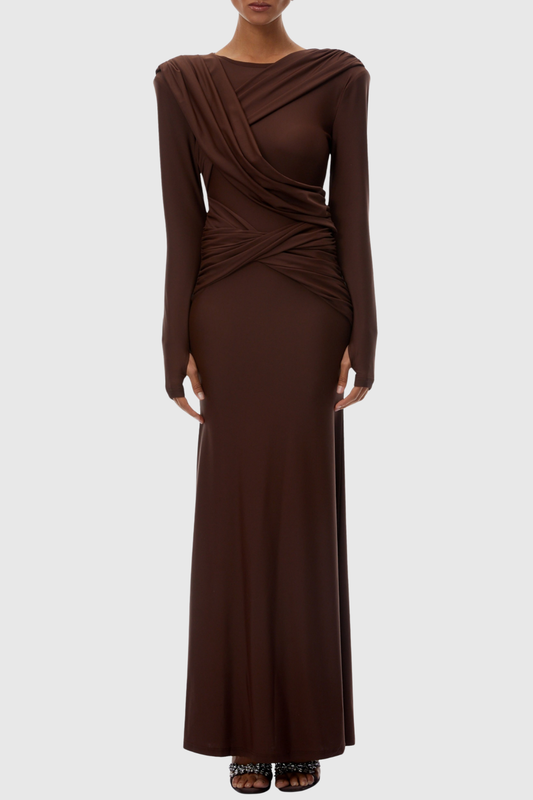 Geralda Asymmetric Twisted Maxi Dress