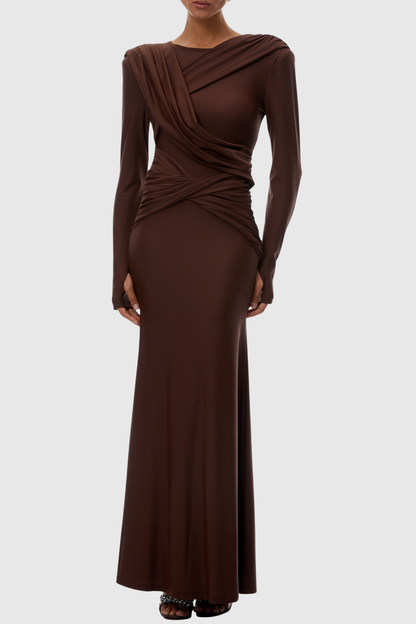 Geralda Asymmetric Twisted Maxi Dress