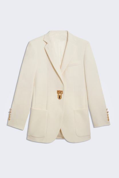 Giacomo Padlock Embellished Blazer - White