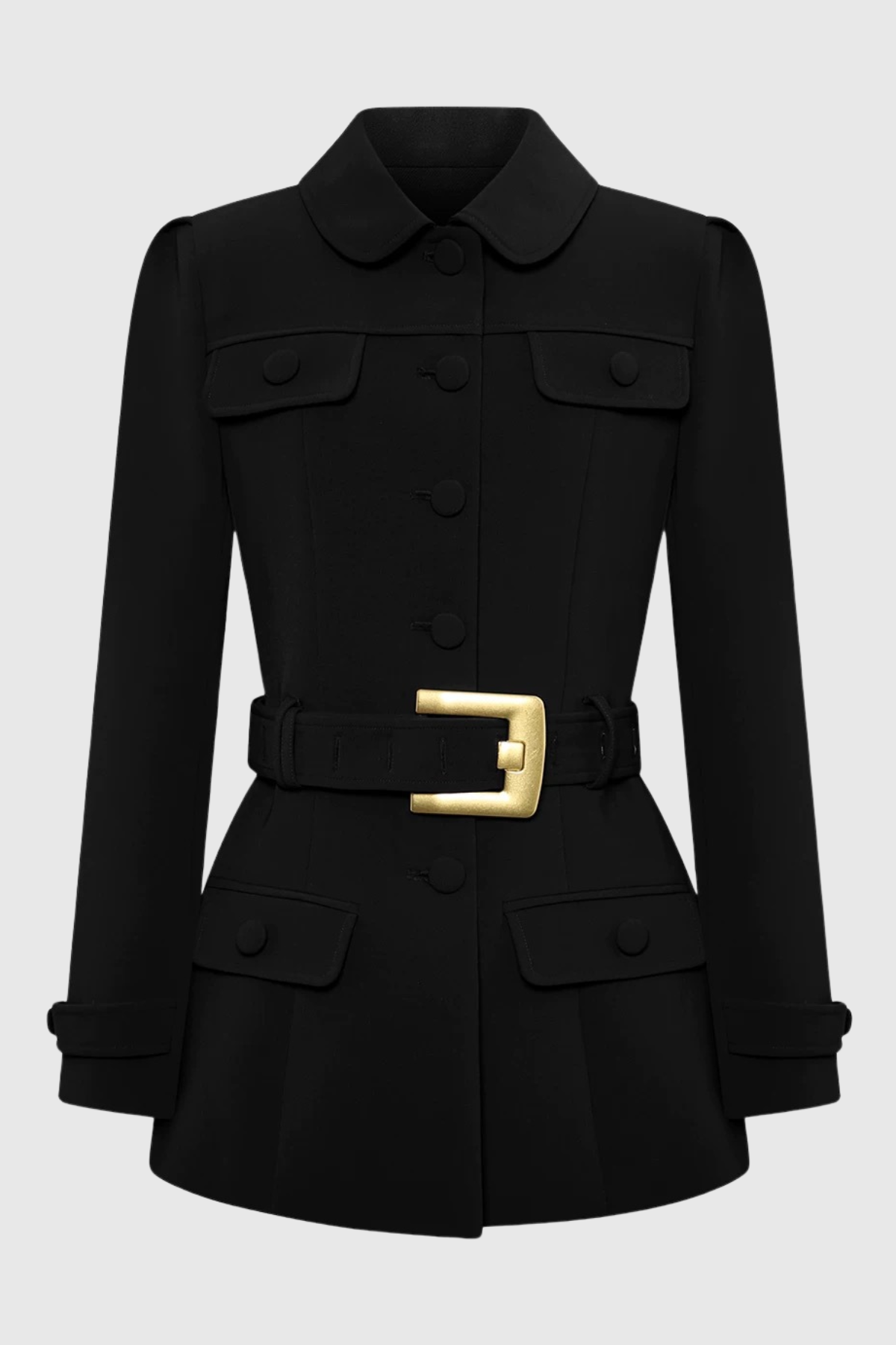 Gilesa Belted Mini Blazer Dress - Black