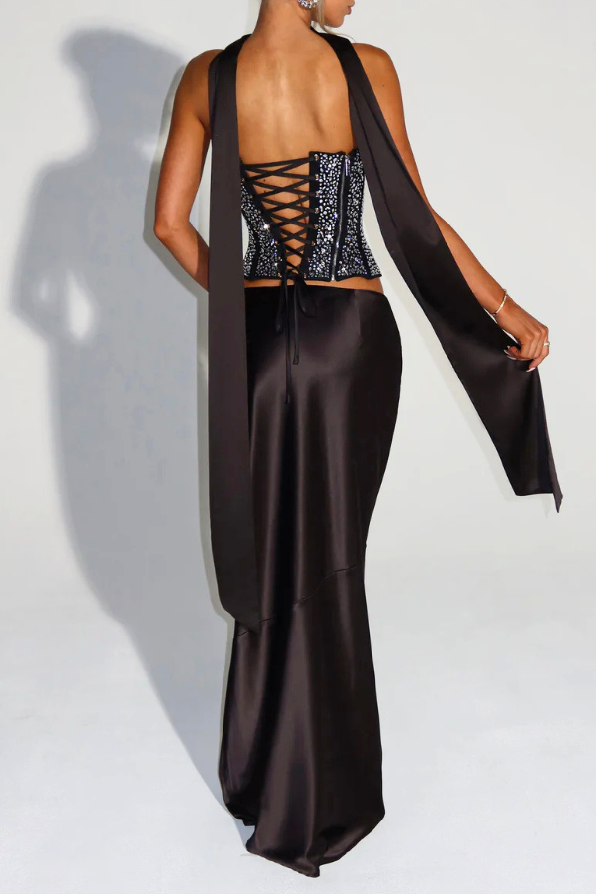 Ginebria Crystal Corset Top - Black