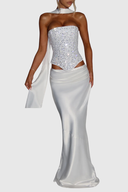 Ginebria Crystal Corset Top - White