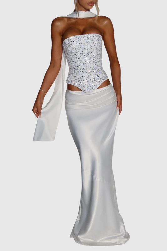 Ginebria Crystal Corset Top - White