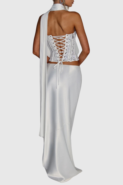 Ginebria Crystal Corset Top - White
