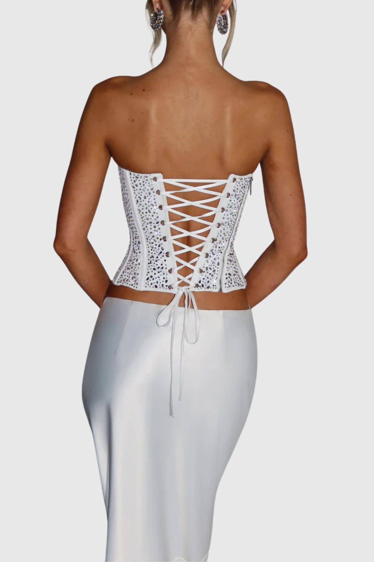 Ginebria Crystal Corset Top - White