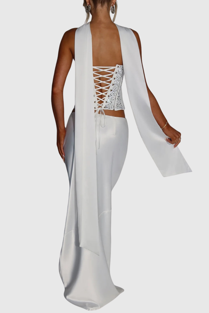 Ginebria Crystal Corset Top - White
