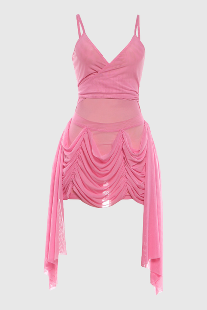 Ginevra Mesh Draped Mini Dress