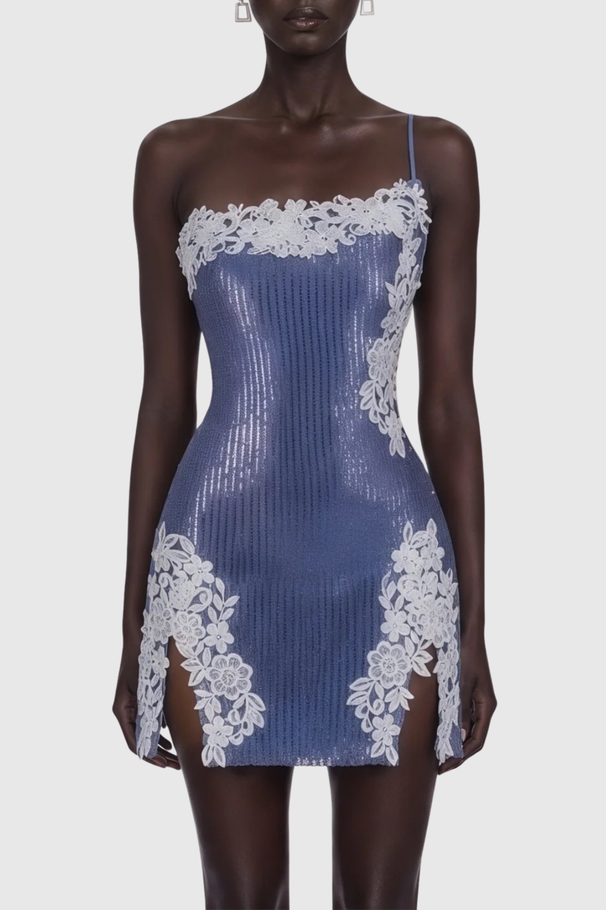 Ginnya Lace Trim Sequin Mini Dress