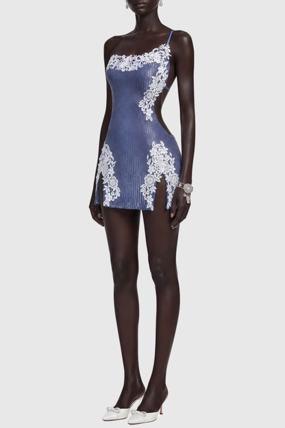 Ginnya Lace Trim Sequin Mini Dress